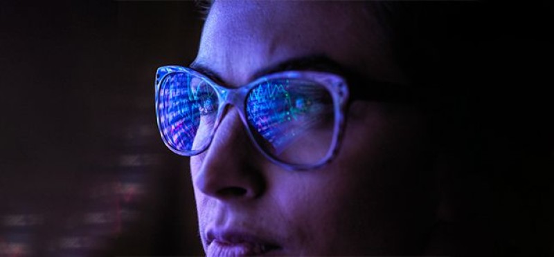 A woman analyzing